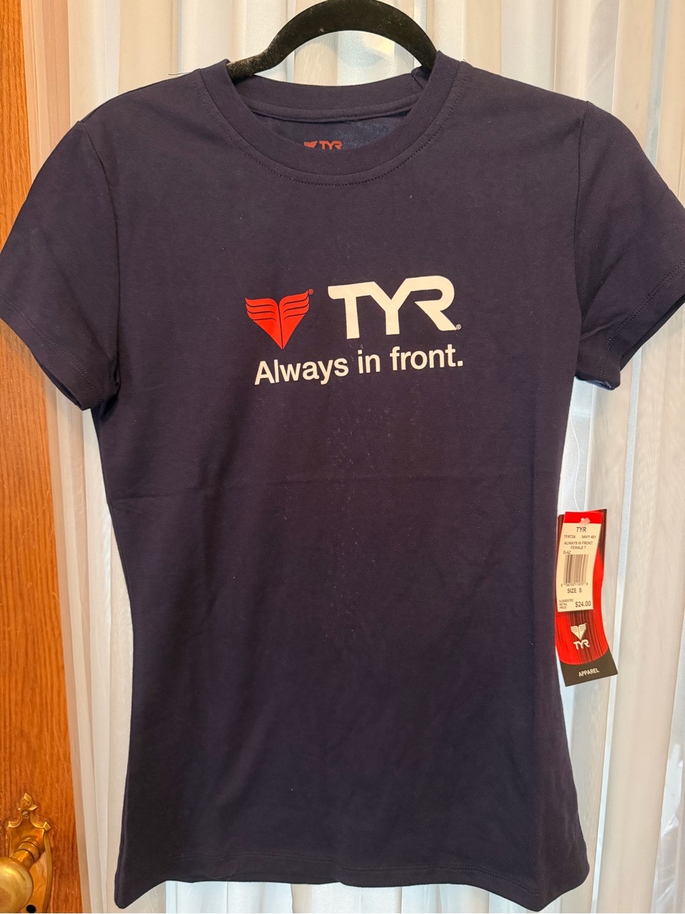 TYR Navy Short Sleeve Tee with Red and White Logo